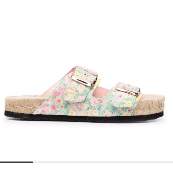 LOVESHACK FANCY X MANEBI NORDIC RAFFIA ESPADRILLE FLORAL SLIDE SANDALS S… - Picture 2 of 10